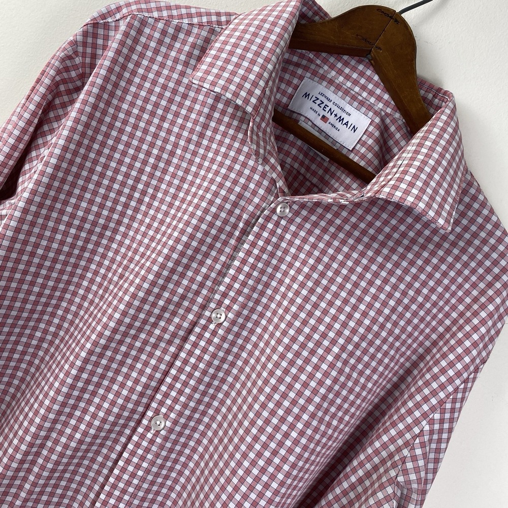 Mizzen+Main Leeward Collection XXL Standard Fit Shirt Red Blue Check Stretch